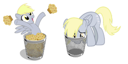 Size: 900x450 | Tagged: safe, artist:tomcat94, derpy hooves, pegasus, pony, apple (company), female, happy, icon, mac os x, mare, muffin, sad, trash can