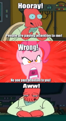 Size: 600x1102 | Tagged: safe, pinkie pie, earth pony, pony, female, futurama, mare, pink coat, pink mane, sad, zoidberg