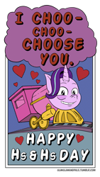 Size: 1083x1920 | Tagged: safe, artist:raph13th, starlight glimmer, pony, comic:glim glam and pals, hearts and hooves day, i love lisa, parody, solo, the simpsons, train, valentine's day, valentine's day card