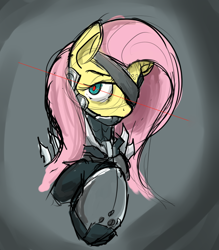 Size: 770x880 | Tagged: safe, artist:reiduran, fluttershy, cyborg, pegasus, pony, crossover, metal gear, metal gear rising, raiden, solo