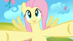 Size: 1920x1080 | Tagged: safe, fluttershy, pegasus, pony, cute, faic, female, hug, mare