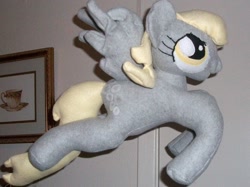 Size: 1024x765 | Tagged: safe, artist:siamchuchu, derpy hooves, pegasus, pony, female, flying, irl, mare, photo, plushie, solo