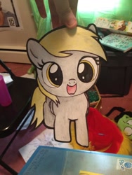 Size: 720x960 | Tagged: safe, artist:fundipper, derpy hooves, cute, filly, hand, happy, paper child, photo, solo, traditional art