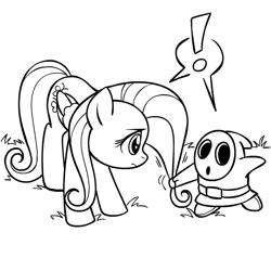 Size: 945x945 | Tagged: safe, artist:megasweet, fluttershy, pegasus, pony, crossover, nintendo, shy guy, super mario bros.