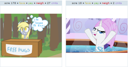 Size: 520x274 | Tagged: safe, screencap, derpy hooves, rarity, pegasus, pony, unicorn, exploitable meme, female, juxtaposition, juxtaposition win, mare, raised hooves, spa