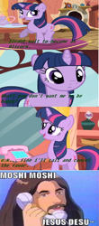 Size: 566x1283 | Tagged: safe, derpibooru import, twilight sparkle, alicorn drama, caption, comic, hub logo, jesus christ, phone