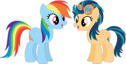 Size: 1024x522 | Tagged: safe, artist:ra1nb0wk1tty, derpibooru import, indigo zap, rainbow dash, pegasus, pony, ear piercing, earring, equestria girls ponified, female, goggles, jewelry, mare, piercing, ponified, simple background, transparent background