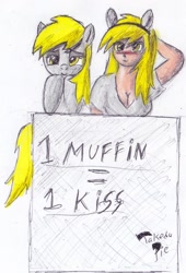 Size: 652x960 | Tagged: safe, artist:takedapie, derpy hooves, human ponidox, humanized, traditional art