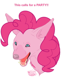 Size: 800x1006 | Tagged: safe, artist:hyenafactory, pinkie pie, hyena, female, pink hair, simple background, solo, species swap