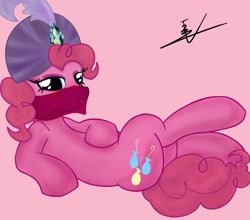 Size: 1250x1100 | Tagged: safe, artist:ccphony, pinkie pie, earth pony, pony, female, madame pinkie, mare, pink coat, pink mane, turban