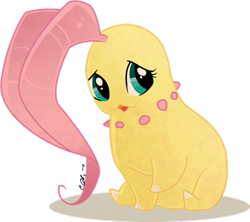 Size: 900x800 | Tagged: safe, artist:ellisarts, fluttershy, chikorita, crossover, flutterita, pokefied, pokémon, species swap