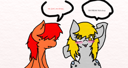 Size: 1024x550 | Tagged: safe, artist:jadiejewel1000, derpy hooves, oc, pegasus, pony, female, mare, speech bubble