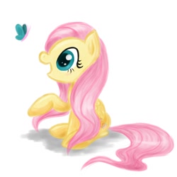 Size: 2000x2000 | Tagged: safe, artist:eljonek, fluttershy, butterfly, pegasus, pony, female, mare, pink mane, yellow coat