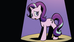 Size: 1136x640 | Tagged: safe, artist:andypriceart, idw, starlight glimmer, pony, unicorn, spoiler:comic48, open mouth, solo, spotlight