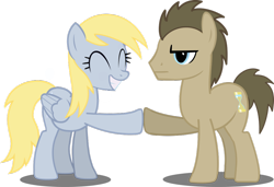 Size: 1024x699 | Tagged: safe, artist:themultimaker1, derpy hooves, doctor whooves, pegasus, pony, female, hoofbump, mare, simple background, transparent background, vector