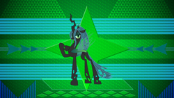 Size: 3840x2160 | Tagged: safe, artist:laszlvfx, edit, queen chrysalis, changeling, changeling queen, female, smiling, vector, wallpaper, wallpaper edit