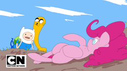 Size: 1280x720 | Tagged: safe, artist:fiasko0, pinkie pie, earth pony, pony, adventure time, crossover, finn the human, jake the dog