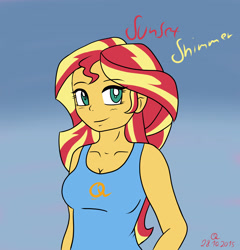 Size: 3448x3595 | Tagged: safe, artist:owlisun, sunset shimmer, equestria girls, digital art, drawing, simple background, smiling, solo