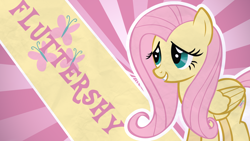 Size: 1920x1080 | Tagged: safe, artist:snajperpl, fluttershy, pegasus, pony, female, mare, pink mane, wallpaper, yellow coat