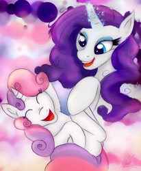 Size: 3000x3634 | Tagged: safe, artist:rariedash, rarity, sweetie belle, pony, unicorn, female, filly, horn, mare, siblings, sisters, tickling