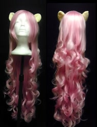 Size: 379x500 | Tagged: safe, artist:mykaios, fluttershy, human, clothes, female, pink hair, wig