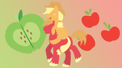 Size: 1920x1080 | Tagged: safe, artist:broneill95, applejack, big macintosh, earth pony, pony, colored hooves, cowboy hat, cutie mark, female, hat, hooves, lineless, male, mare, minimalist, open mouth, ponies riding ponies, stallion, wallpaper