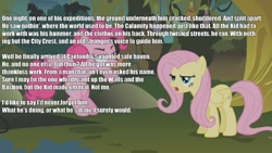 Size: 1280x720 | Tagged: safe, screencap, fluttershy, pinkie pie, earth pony, pegasus, pony, bridle gossip, bastion (game), flutterguy, text