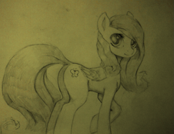 Size: 955x737 | Tagged: safe, artist:justpony, fluttershy, pegasus, pony, female, mare, traditional art