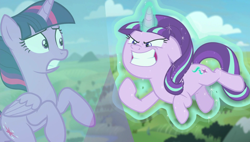 Size: 1920x1090 | Tagged: safe, screencap, starlight glimmer, twilight sparkle, twilight sparkle (alicorn), alicorn, pony, the cutie re-mark, bondage, crystal, encasement, imprisoned, levitation, magic, s5 starlight, self-levitation, telekinesis