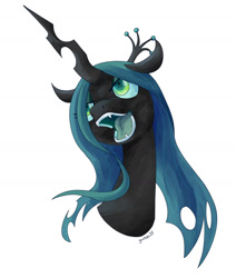 Size: 1280x1513 | Tagged: safe, artist:gintoki23, queen chrysalis, changeling, changeling queen, fangs, female, open mouth, simple background, smiling, solo, transparent background