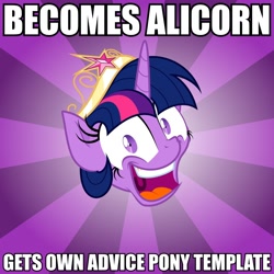 Size: 960x960 | Tagged: safe, derpibooru import, twilight sparkle, twilight sparkle (alicorn), alicorn, pony, advice meme, advice twilicorn, alicorn drama, big crown thingy, female, image macro, mare