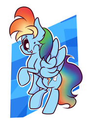 Size: 2179x2968 | Tagged: safe, artist:hedgehog-plant, derpibooru import, rainbow dash, pegasus, pony, abstract background, female, mare, one eye closed, solo