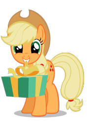 Size: 1117x1579 | Tagged: safe, applejack, earth pony, pony, present, simple background, transparent background, vector