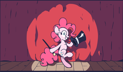 Size: 1280x750 | Tagged: safe, artist:scrimpeh, pinkie pie, earth pony, pony, dancing, female, mare, pink coat, pink mane, stage