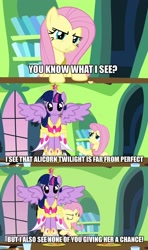 Size: 1280x2160 | Tagged: safe, derpibooru import, discord, fluttershy, twilight sparkle, twilight sparkle (alicorn), alicorn, pegasus, pony, keep calm and flutter on, alicorn drama, female, image macro, mare, metaphor