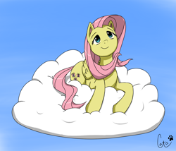 Size: 1504x1285 | Tagged: safe, artist:catastrophicguy, fluttershy, pegasus, pony, cloud, female, mare, solo