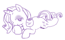 Size: 751x462 | Tagged: safe, artist:sion, rarity, pony, unicorn, female, mare, monochrome, purple mane, solo, white coat