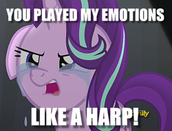 Size: 620x472 | Tagged: safe, edit, edited screencap, screencap, starlight glimmer, pony, unicorn, no second prances, crying, floppy ears, image macro, meme, sad, sadlight glimmer, solo, upset