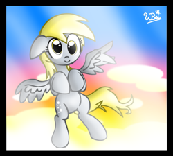 Size: 873x785 | Tagged: safe, artist:neoncabaret, derpy hooves, pegasus, pony, cloud, cloudy, female, mare, sky, solo