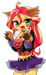 Size: 839x1360 | Tagged: safe, artist:c-minded, sunset shimmer, werewolf, equestria girls, clawdeen wolf, clothes, costume, crossover, earring, monster high, piercing, solo