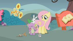 Size: 1280x720 | Tagged: safe, screencap, angel bunny, fluttershy, spike, dragon, pegasus, pony, dragonshy, angel is a bunny bastard, spikeabuse