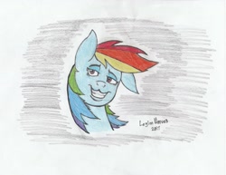 Size: 3264x2520 | Tagged: safe, artist:legionhooves, derpibooru import, rainbow dash, pegasus, pony, colored, looking at you, sketch, smiling, solo