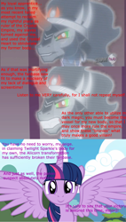 Size: 1022x1800 | Tagged: safe, derpibooru import, king sombra, twilight sparkle, twilight sparkle (alicorn), alicorn, pony, unicorn, alicorn drama, text