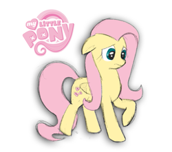 Size: 703x622 | Tagged: source needed, safe, artist:radsy, fluttershy, pegasus, pony, logo, my little pony logo, pink mane, pink tail, raised hoof, raised leg, simple background, sketch, solo, white background, wings, yellow coat