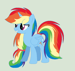 Size: 516x488 | Tagged: safe, artist:galaxystarswirlyt, derpibooru import, rainbow dash, alicorn, pony, alicornified, base used, best pony, cute, dashabetes, race swap, rainbowcorn, simple background, solo