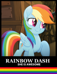 Size: 736x953 | Tagged: safe, derpibooru import, rainbow dash, pegasus, pony, my little pony: the movie, awesome, captain obvious, cute, dashabetes, motivational poster, rainbow, raised hoof, solo, text, truth, wings