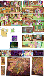 Size: 2600x4440 | Tagged: safe, artist:aurek-skyclimber, derpibooru import, idw, screencap, angel bunny, apple bloom, fluttershy, philomena, pinkie pie, rainbow dash, rarity, scootaloo, spike, sweetie belle, twilight sparkle, dragon, earth pony, parasprite, pegasus, pony, unicorn, analysis, blueprint, building, compilation, cutie mark crusaders, fluttershy's cottage, interior, map