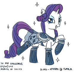 Size: 924x908 | Tagged: safe, artist:king-kakapo, rarity, pony, unicorn, 30 minute art challenge, clothes, socks, solo