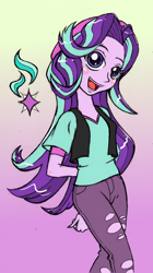 Size: 898x1600 | Tagged: safe, artist:whimsy morning, artist:whimsymorning, starlight glimmer, equestria girls, spoiler:eqg specials, doll, equestria girls minis, gradient background, smiling, solo