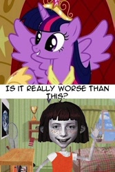 Size: 310x464 | Tagged: safe, derpibooru import, twilight sparkle, alicorn drama, angela anaconda, is it really worse